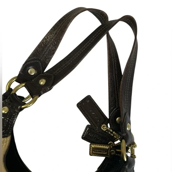 Coach Signature C Beige & Brown Leather Hobo Bag - Picture 3 of 12